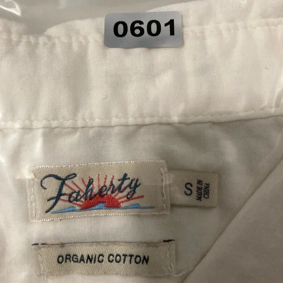 Faherty Shirt Womens Ivory Organic Cotton Popover Short Sleeve Pockets - Picture 13 of 13